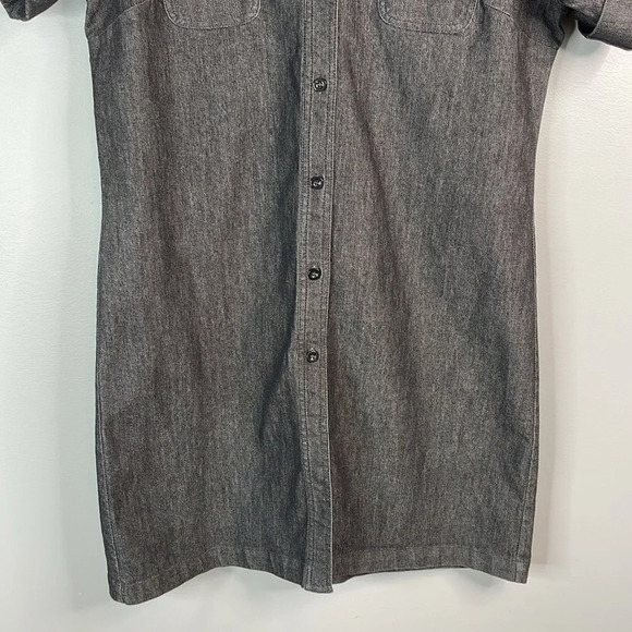 SANDRO Sportswear Stretch Denim Shirt Dress Black Tab Sleeve Button Up Collar 12 - Picture 7 of 12